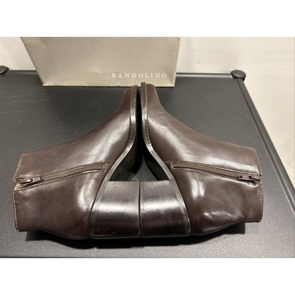 Bandolino Ankle Boots Booties Brown Leather Heel Zip 7.5 With Box - Picture 6 of 12